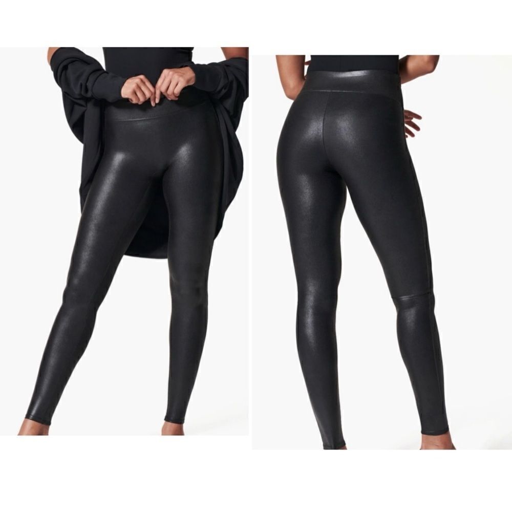 SPANX Black Sueded Shimmer Leggings-M
